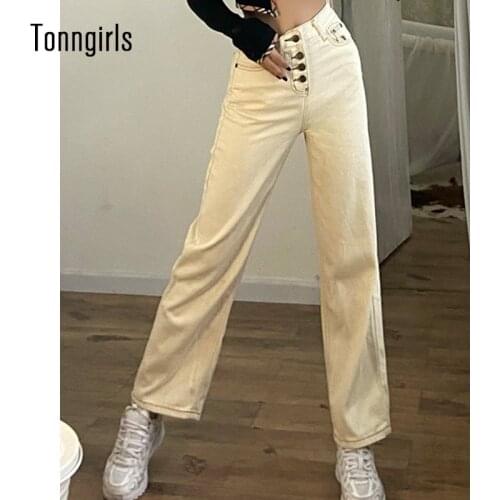 Tonngirls Summer High Waist Jeans Casual White Push Up Jeans Streeetwear Straight Denim Jeans Womens Y2k Vintage Jeans Korean