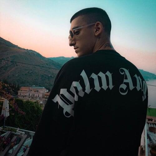 Palm Angels long-sleeved high-street T-shirt with large letters on the back and backing for men and women 5454848