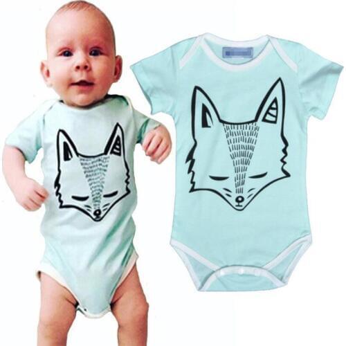 New Brands Baby Jumpsuits infant overall cute cartoon fox printed toddler girl romper kids clothes boys children clothing A184