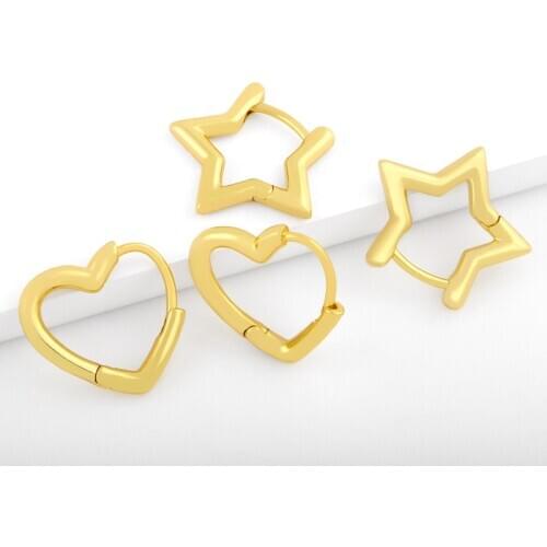 Small Polished Heart Hoop Earrings For Women Gold Filled Star Huggie Earrings Wholesale Simple Jewelry Women Gifts ersv02
