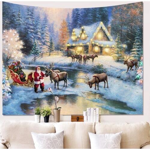 Fashion 3D Christmas Wall Hangings Carpet Hippie Tapestry Toalla Mandala Indian Tapices 200cm Dorm Room Yoga Beach Mat