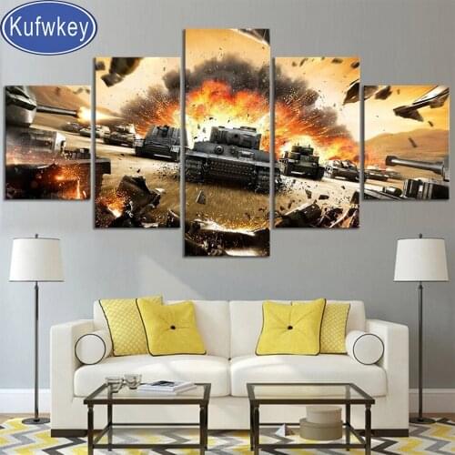 5 Panel Tank diamond painting,full,square,round diamond embroidery,mosaic diamond diy handwork,Multi-Panel,fighting Art