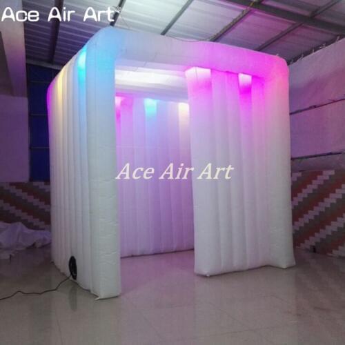 Durable designed inflatable led photo cabin,Vip led photo cube tent,trade show/office background tent with 1 door on discount