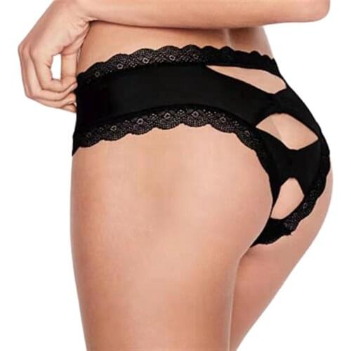 Wholesale Fashion Back Bandage Design Satin Sexy Lace Panties Women Solid Seamless Underwear Soft High Level Crotch Cotton Breif