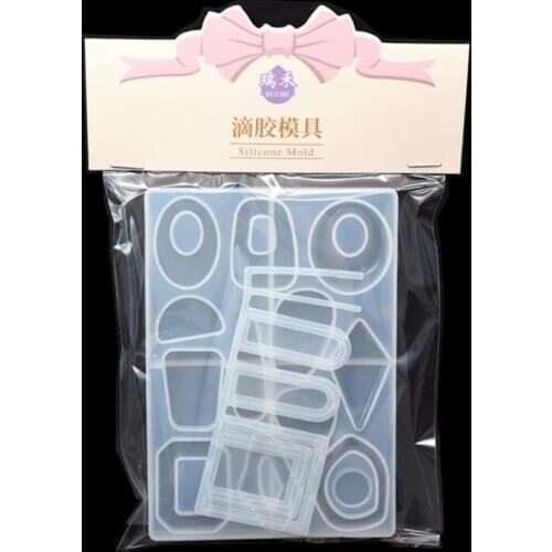 Diy crystal epoxy mould traditional 6 grid necklace pendant earring jewelry silicone mold geometric irregular