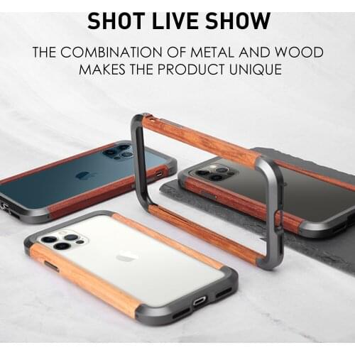 R-Net Wood Metal Phone Case For iPhone 12 Luxury Aluminum Slim Natural Wood Bumper Case For iPhone 12 Pro Max 12 Mini Cover