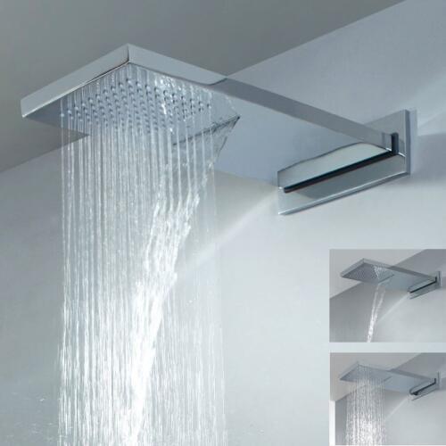 Luxury Dual Function Waterfall & Rain Fall Overhead Brass Chrome Square Shower Head ONLY NEW