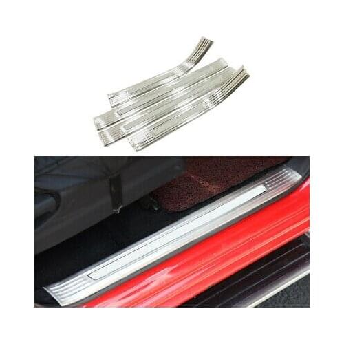 Silver Inner Door Sill Threshold Plate Cover 4pcs For Nissan Navara NP300 15-19