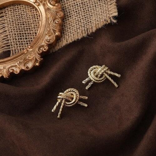 VSnow Minimalist Irregular Metal Tie Twist Dangle Earrings for Women Unique Design Gold Color Earrings Jewelry Accessories