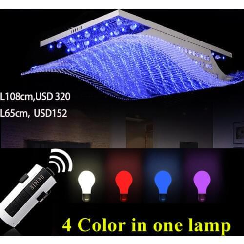 Modern Crystal Chandelier LED Color Change With Remote Control Organ Style RGB Lustre Ceiling Lamp Deco L108cm 110V 220V