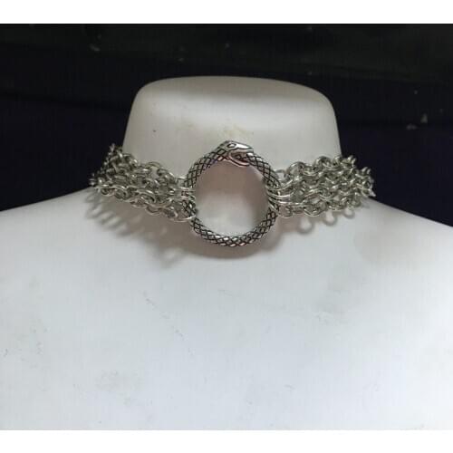 Steampunk Snake Pendant Necklace,Chocker Necklace / Unisex Mens Necklace Boho Jewelry /steampunk Jewelry