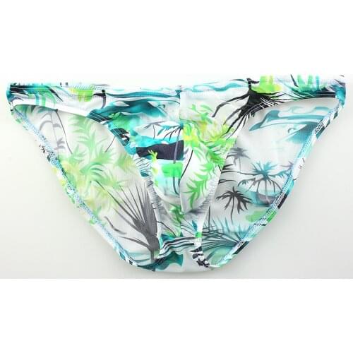 Mens briefs Beach Coconut Tree Print Underpants Mesh underwear male Intimates Breathable Low Waist Briefs