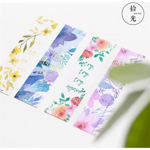 30 Pcs/Box Beautiful Flower Bookmarks Message Cards Book Notes Paper Page Holder for Books School Office Supplies Stationery