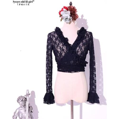 7Years Old Lil Girl 2021 Flamenco Workout Jacket With Lace Flared Sleeves EUU18