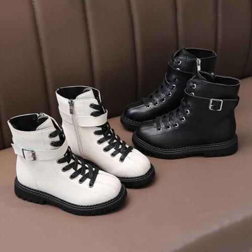 Winter Spring Girls' Short Boots Children Boys Martin Boots Classical Warm British Style Soft Flat Botas for Kids 27-37 Shoes