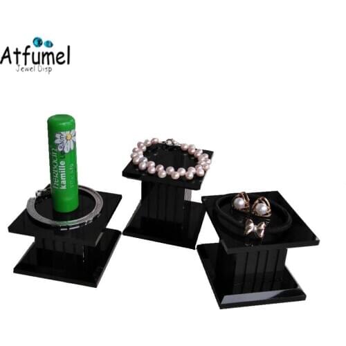 Acrylic Roman Column Earrings Display Stand Porte Alliances Mariage Holder Diamond Gem Ring Jewelry Display Stand Case 3Pcs/Kit