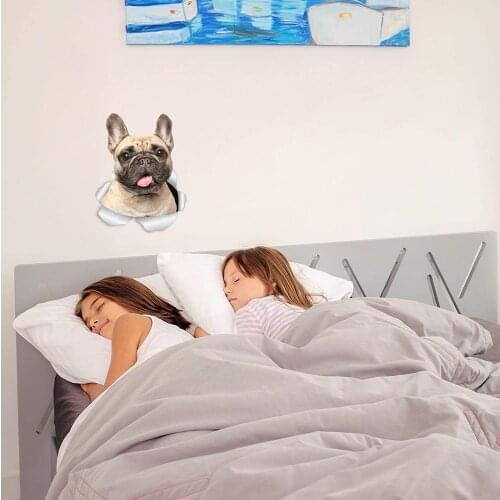 Three Ratels 1082 3D Loveable French Bulldog Dog Wall decor Decals Frenchie Dog Toilet Car Window and Bumper Sticker