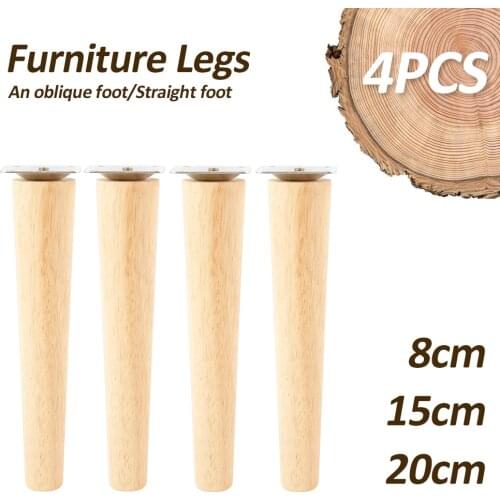 4Pcs/Set Height 8/15/20CM Solid Wood Furniture Leg, Inclined Cone Sofa Bed Cabinet Table And Chair Replacement Feet Sloping Feet