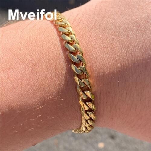 3mm/5mm/7mm Punk Stainless Steel Miami Cuban Link Bracelet Chunky Curb Cuban Chain Men Bracelet Unisex Stainless Steel Jewelry