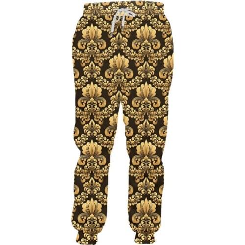 IFPD Mens Royal Golden Pattern Pants 3D Printed Jogger Pants Homme Luxury Baroque Sports Jogging Trousers Plus Size Clothing