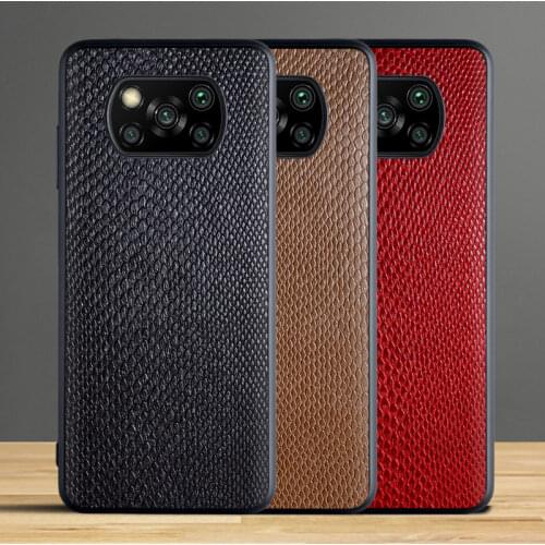 Case for Xiaomi Poco X3 NFC case luxury fashion snake skin leather with soft silicone cover case for POCO X3 Pro funda coque