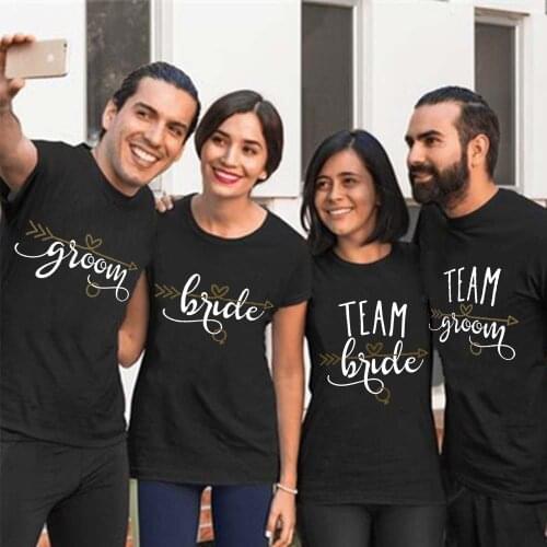 Wedding Team Bride Groom Tshirt Women Men Short Sleeve T Shirts Bachelorette Party Graphic T-shirt Female Tees Bridesmaid Tops