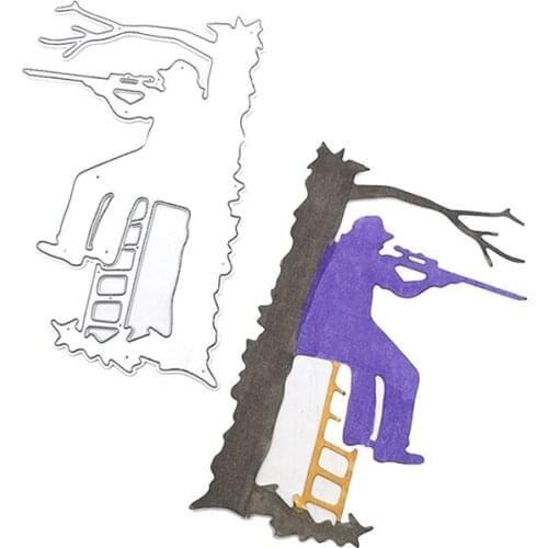 Julyarts Man Hunting Tree Molde New Cutting Dies For 2021 For DIY Scrapbooking Photo Album Embossing Paper Card