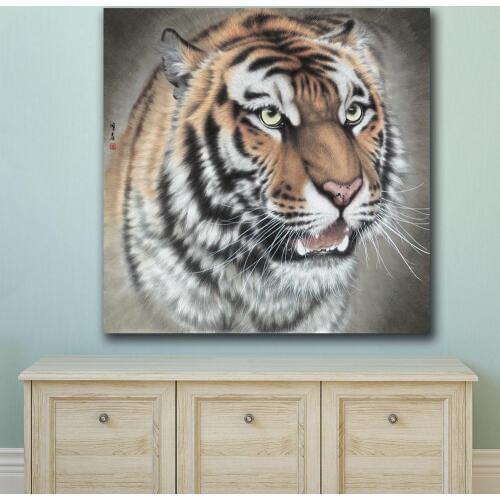 Wxkoil Oil Painting Picture Art HD Tiger Head Wall Decor Painted Wall Art Canvas Printed Living Room Painting Wall Art Pictures