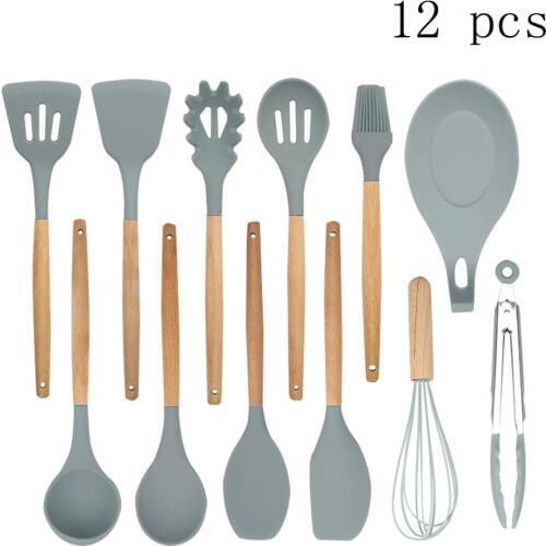 1/12/13 Pcs Kitchen Tools,silicone Cooking Utensils,utensils Set with Storage Box,food Clip,kitchen Bucket,silicone Spatula