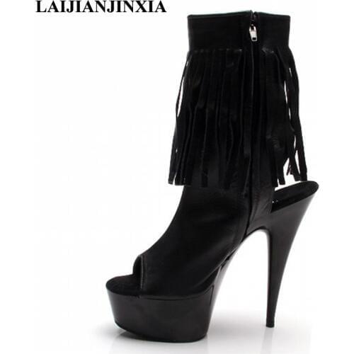 LAIJIANJINXIA Women New Design Sexy 15cm High-Heels Platform Shoes Night Club Party Pole Dancing Shoes Ankle Boots Dance Shoes