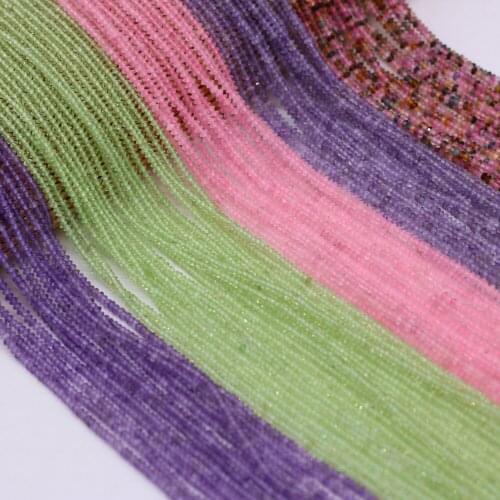 Small Fected Beads Natural Stone Tourmaline Amethys 1x2mm Loose Beads for Jewelry Making Necklace Bracelet Length 38cm