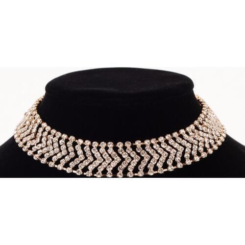 Fashion Rhinestone choker necklace Women Luxury Chocker Necklace long necklace Collier Statement jewelry N310