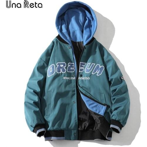 Una Reta Mens Coat Harajuku Spring Autumn Men Clothing Long Sleeve Jacket With Hood Men Print Streetwear Oversized Jackets Men