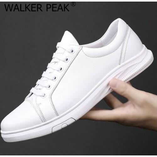 2021 New Mens Genuine Leather Casual Shoes White Tenis Footwear for Men Fashion Comfortable Male Flats Lace Up Man Big Size 12