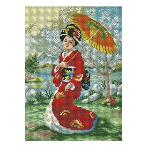 Red Geisha Japanese Woman Lady Top Quality Embroidery Needlework 14CT Unprinted Cross Stitch Kits DIY Art Handmade Home Decor