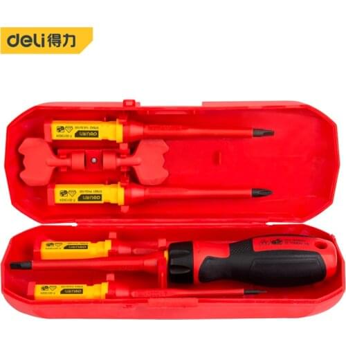 Deli510107 Insulated Screwdriver Set CR-V Screw Magnetic Phillips Slotted Screwdrivers VDE Electrician Durable Hand Tools 1000V