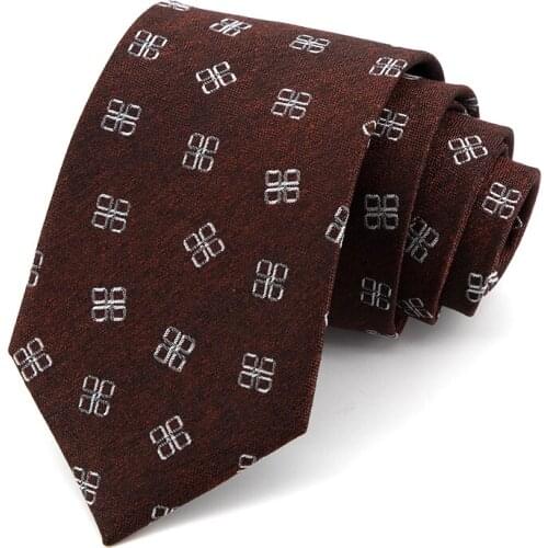 2021 New Mens Ties Business Dresses Necktie High Quality Fashion Formal Work Cravat Male Gift With Box （Coffee