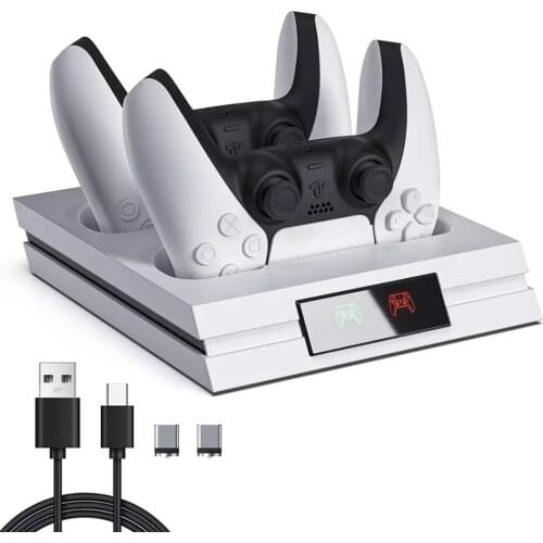 New PS5 Controller Charger LED Dual USB Charging Dock Station Detachable Charging Port Stand for Playstation 5 Wireless Gamepad