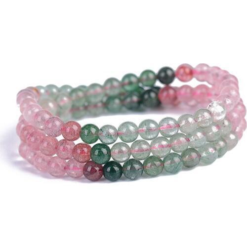 Wholesale Natural Crystal Bracelets Color Round Beads Bracelets for Women Sweet Peach Blossom Beauty Bracelet Jewelry JoursNeige