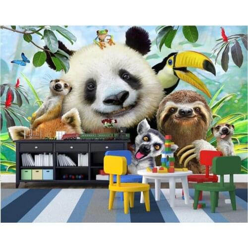Custom photo wallpaper 3d murals wallpaper for walls 3 d Cute cartoon zoo group of animals children room background wall papers