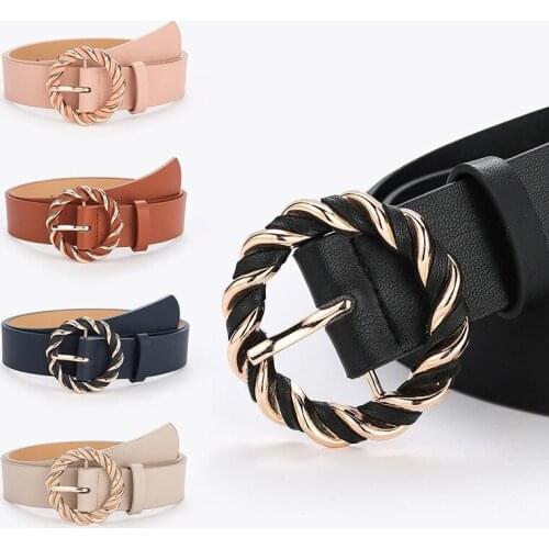 Retro Twist Pin Buckle Belt Pu Leather Belts Dress for Women Female Belt Pin Buckles Fancy Vintage for Jeans Corset Belt