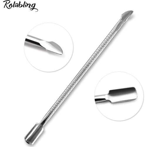Rolabing 10pcs Cuticle Pusher Stainless Steel Cuticle Dead Skin Remover Double Sided Nail Pusher Manicure Pedicure Accessories
