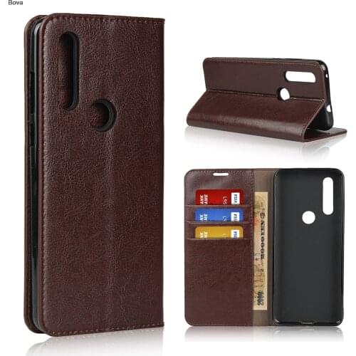 Deluxe Wallet Case For Motorola Moto One Action / P40 Power Genuine Cow Leather Case Flip Cover Real Skin Phone Bags