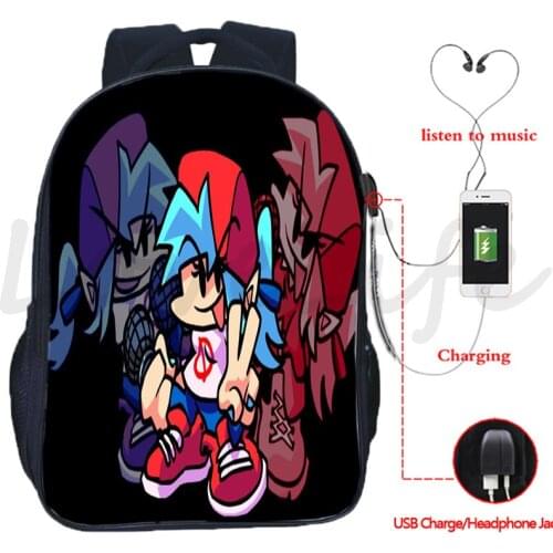 Friday Night Funkin Backpack kids Bookbags back to School Bags Boys Girls USB Charging Daily Rucksack Men Women Travel Knapsack