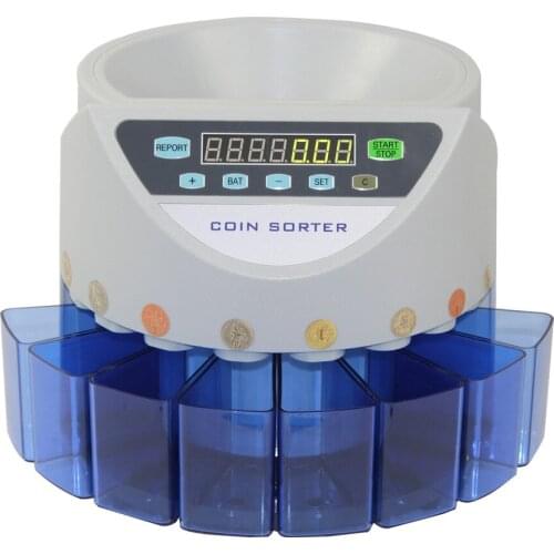 Euro/Japanese/Philippens/Thailand/Malaysia Coins Counter Mixed Coin Value Sorter Coins Counting Machine With 8 Money Tube