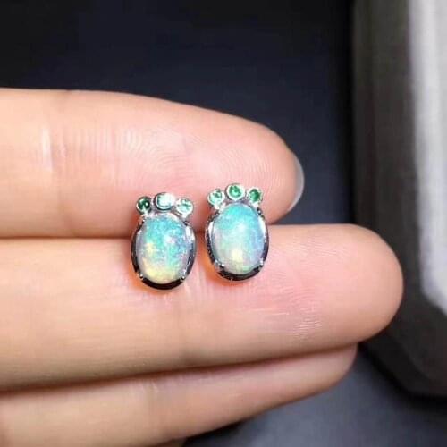 OPal Earrings Natural And Real Opal Earring 925 Sterling Silver Fine Elegant Jewelry for Women Earring
