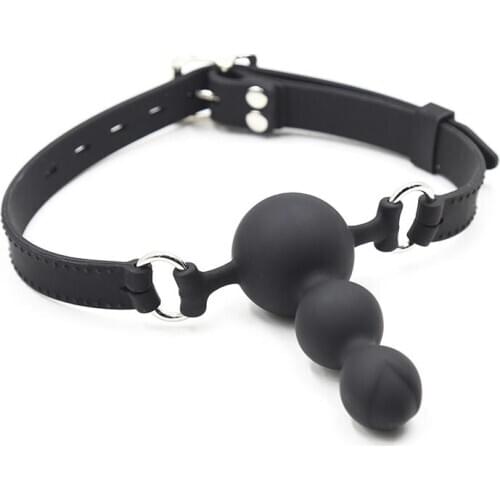 Silicone Black 3 Beads Open Mouth Gag Ball Bdsm Bondage Dildo Gag Harness Erotic Accessories Slave Sex Toys For Couples Games