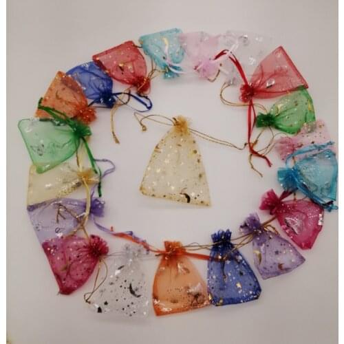 100Pcs Butterfly Star Moon Jewelry Bag 7*9 9*12 13*18cm Wedding Gift Organza Bags Drawstring Jewelry Packaging Display Pouches