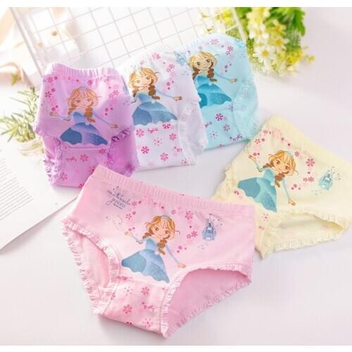 4 Pcs/lot Children Underwear Girls Cotton Triangle Underpants Kids Printed Panties Princess Briefs Fashion Print Knickers