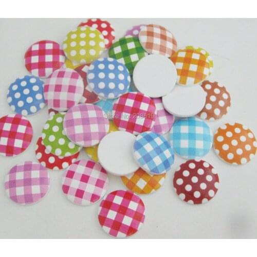 WBNNLO 100PCS Mixed Colors 18MM Round Shape Wood Flatback Slice Buttons For Earring Ornament DIY Scrapbooking Accessory